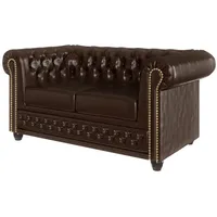 s-style möbel Chesterfield-Sofa Braun veganem Leder - Lukas