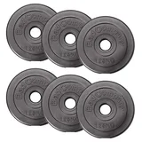 Bad Company Hantelscheiben 30/31 mm Kunststoff 7,5kg I Gewicht Set 6 x 1,25 kg I Gewichte für Langhantel und Kurzhantel