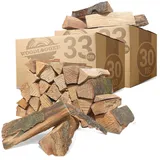 Woodlogger 60 KG Brennholz aus Buche I trockenes Kaminholz I ofenfertiges Feuerholz I reines Buchenholz I Holz für Kaminofen, Lagerfeuer, Feuerschalen, Ofen I Grillholz (Holz-Scheitlänge: 33 cm)