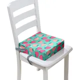 Surwin Rutschfeste Sitzerhöhung Stuhl Kind Sitzkissen Stuhl mit Sicherheits Schnalle, 3D-Erdbeeren Sitzkissen Kinder Tragbare Sitzerhöhung Waschbar Sitzhilfe (Aqua Grün,40x40x10cm)