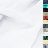 TOLKO 50cm Leinenstoff Meterware Natur Leinentuch für Kleider Hose Rock Bluse Hemd Vorhänge Gardinen Kissen Bettwäsche | 140cm breit | Stoffe zum Nähen Meterware Leinen Stoff kaufen (Weiß)