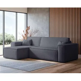Selsey Scarlo - Ecksofa mit Schlaffunktion, Stauraum und Bouclé-bezug, dunkelgrau - Selsey