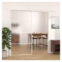 vidaXL Schiebetür ESG Glas und Aluminium mattiert 102,5x205 cm Weiß