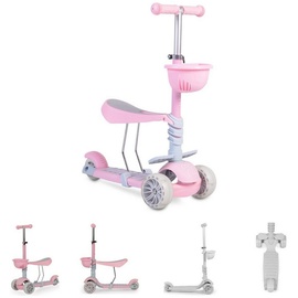 Moni Kinderroller Bubblegum 2 in 1, Höhe einstellbar, Sitz abnehmbar, 3 Räder rosa