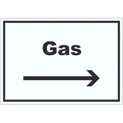 HB-Druck Gas Aufkleber mit Text und Richtungspfeil rechts Anschluss waagerecht A5 (148x210mm)
