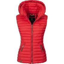 Navahoo Damen Übergangsjacke leichte Steppweste mit Abnehmbarer Kapuze Shadaa Rot Gr. XL - XL
