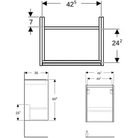 Geberit Waschtischunterschrank 1 Tür 45,7 x 60,6 x 35 cm Salbeigrün / lackiert seidenmatt