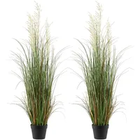 Vevor Kunstrasenpflanze, 2er-Pack 47 Zoll Schilfgras im Topf, hochwertiges PVC-Kunstgrün, Sträucherpflanze für drinnen und draußen, Haus, Garten, Büro, Zimmerdekoration, Einweihungsparty, Grün