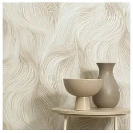 Erismann Vliestapete Wellenmuster 64 cm x 10 m 1052202 beige/weiß
