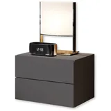 Stella Trading Livetastic Nachtschrank Graphit, - Schwebender mit Schubladen 42x28x30 cm hängend, Schlafzimmer, Nachttische