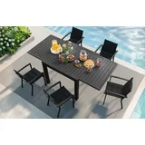 HOMALL Gartentisch Gartenanbautisch 80/160 cm,ausziehbarer Aluminiumtisch (ohne Stühle) (Mehrfach-Esstisch mit wetterfester und rostfreier Ausführung für Terrasse, Garten, Pool) grau 80 cm