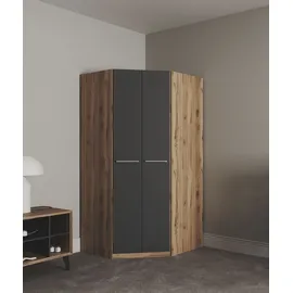 Priess Eckkleiderschrank PRIESS "Barcelona Kleiderschrank Ecklösung Raumwunder", schwarz (astkernbuche, schwarz), B:95cm H:193cm T:95cm, Holzwerkstoff, Schränke, Eckkleiderschrank, in 2 Tiefen Schrank Eckschrank Garderobe