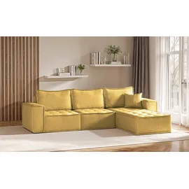 Fun Möbel Ecksofa Modulsofa 3-teilig SANDE Stoff Raven Honiggelb Ottomane Rechts - Gelb