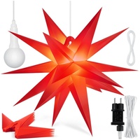 KESSER KESSER® Leuchtstern 3D, LED Weihnachtsstern mit Timer für innen und außen, Adventsstern Beleuchtet hängend Stern + Warmweiß Licht