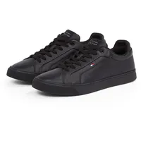 Tommy Hilfiger Plateausneaker TOMMY HILFIGER "ICON COURT LTH FLAG ESS" Gr. 47, schwarz Herren Schuhe Freizeitschuh, Halbschuh, Schnürschuh mit kleiner Logoflagge