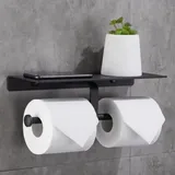 Hygienischer Toilettenpapierrollenhalter Ohne Bohren Mit Handyablage, Doppelte Wandmontage Für Badezimmer (schwarz)