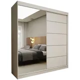 Beautysofa Schiebetürenschrank MARIKA II mit Schubladen, Spiegeln und Kleiderstange weiß 200 cm