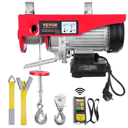 VEVOR elektrische Seilwinde 300kg bis 600kg Hubhöhe 12m Seilzug Motorwinde 1150W Kupfermotor Flaschenzug 10m/min Hubgeschwindigkeit Hebezug mit kabelloser Fernbedienung Seilhebezug Kettenzug