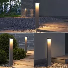doporro Außenleuchte Aluminium/Edelstahl/Glas 10x6x60 cm IP65 wetterfest 6W 3000K Sandgrau dunkel