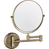 Doppelseitiger, Wandmontierter Kosmetikspiegel, Faltbar, Drehbar, 5-facher Vergrößerungsspiegel, 15,2 Cm, Für Badezimmer, Wc, Schlafzimmer, Grüne Bronze - Ahlsen
