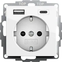 1St. Gira 245903 Steckdose mit USB-Spannungsversorgung 2fach System 55 reinweiß ...