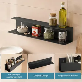 doporro Duschablage ohne Bohren 50 cm, Duschregal Schwarz Montage zum Kleben oder Bohren, rostfreier Badezimmer Organizer mit großer Kapazität, Shampoo Halterung für Dusche, Badewanne & Küche, Reglo-15