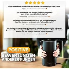 STILLSTERN Wasserkocher Temperatureinstellung [1,7L | 40-55-70-85-100°C], 12 Std. Warmhalten, Präzisionsausguss aus Edelstahl, Anti-Fingerprint, Schnelles Aufheizen [2200W], Leise,