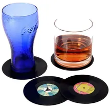 Out of the Blue 71/3075 - Untersetzer im Schallplatten Design, bietet Schutz vor Abdrücken, Flecken, Hitze und Kratzern, ca. 11 cm, 4er Set