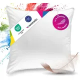 Wometo Premium Oeko-TEX Feder- & Daunenkissen 80x80-90% Federn 10% Daunen Kopfkissen mit 1200 g Füllung Bezug Baumwolle weiß (Federkissen//Schlafkissen/Federkopfkissen)