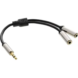 InLine Slim Audio Y-Kabel 3,5mm Klinke ST an 2x Klinke BU 0,15m (S-99250)