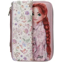 DEPESCHE 13665 TOPModel Cowgirl - Gefüllte Federtasche in Lila, mit Model Motiv und Blumen, inkl. einem Schlampertäschchen