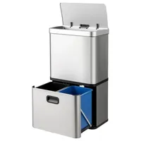56-Liter-Edelstahl-Mülleimer mit Sensor und zwei Behältern - Silber