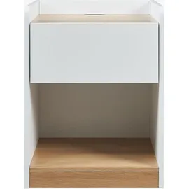 [en.casa] Nachtschrank Kuorshare 55 x 42 x 37 cm Weiß/Eicheoptik