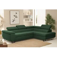 Fun Möbel Ecksofa Sofa mit Schlaffunktion METZ Stoff Poso Grün Ottomane Rechts