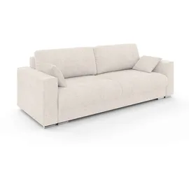 Home Affaire 3-Sitzer HOME AFFAIRE "Stevinson Schlafsofa mit Bettkasten, Maße B/H/T: 229/87/97 cm", beige (creme), B:229cm H:87cm T:97cm, 100% Polyester, Sofas, mit Wellenunterfederung, 2 Rückenkissen und 2 Zierkissen