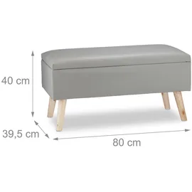 Relaxdays Truhenbank gepolstert Grau 40 x 80 x 39,5 cm
