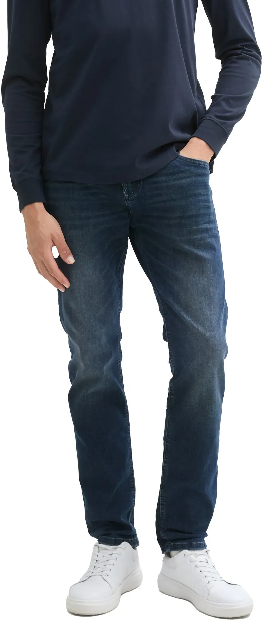 TOM TAILOR Denim Straight-Jeans »AEDAN«, im klassischen 5-Pocket-Stil TOM TAILOR Denim mid stone blue black denim 36