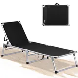 Modante Strandliege, Schwarz, Silber, Metall, Textil, 190x73x62 cm, UV-beständig, Rückenlehne verstellbar, Gartenmöbel, Gartenliegen