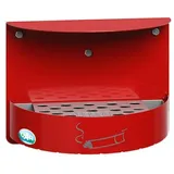 Proregal Wandascher mit Schutzdach verschließbar 1,5 Liter, HxBxT 23 x 30 x 15 cm Verzinkter Stahl Rot