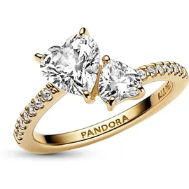 Pandora Doppel-Herz Funkelnder Ring 161198C01 Damenring, Ringgröße:58 - Gold - 58