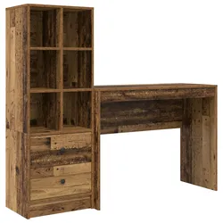 vidaXL Schreibtisch mit Stauraum Alte Holzoptik Spanplatte