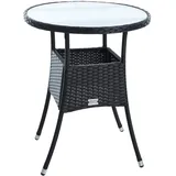 ESTEXO Beistelltisch Tisch Polyrattan Gartentisch Rattan Balkontisch Rund Schwarz