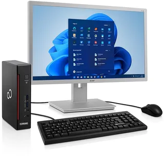 24" FullHD Komplett Mini PC 10-Watt Office, Intel Pentium 4400G 2x3.3 GHz, 8GB, 128GB SSD, Windows 11 Pro, WLAN, DP, DVI, Gigabit LAN, USB 3.0, MS Office 2010 Starter, 3 Jahre Garantie! #8177