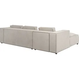 s-style möbel - Modernes Ecksofa Bello aus Beige Cord mit Ottomane links und weichem Sitz, B/T/H: 262 cm / 176 cm / 64 cm - Beige