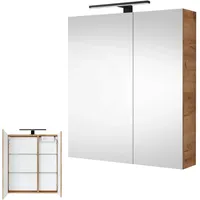 Planetmöbel Spiegelschrank mit LED Beleuchtung 60cm (gold eiche)