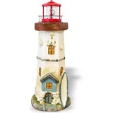 Lemodo Leuchtturm mit Solar-Rundum-Leuchte rot, Gartendekoration