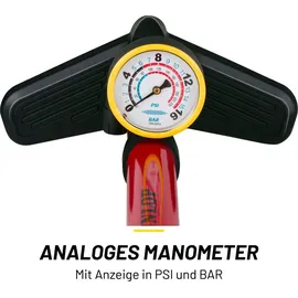 Dunlop Fahrradpumpe mit Manometer - Rot