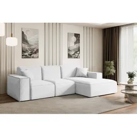 altdecor Ecksofa, Weiß, Textil, 6-Sitzer, L-Form, Ottomane rechts, 266x169 cm, Wohnzimmer, Sofas - Couches, Wohnlandschaften, Ecksofas