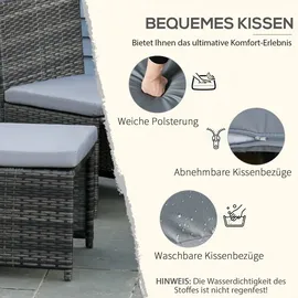 Outsunny 5tlg. Polyrattan Gartenmöbel Rattan Essgruppe Gartenset Grau