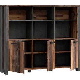 Forte Bücherregal Clif 136,4 x 41,6 x 118,3 cm Dunkelgrau